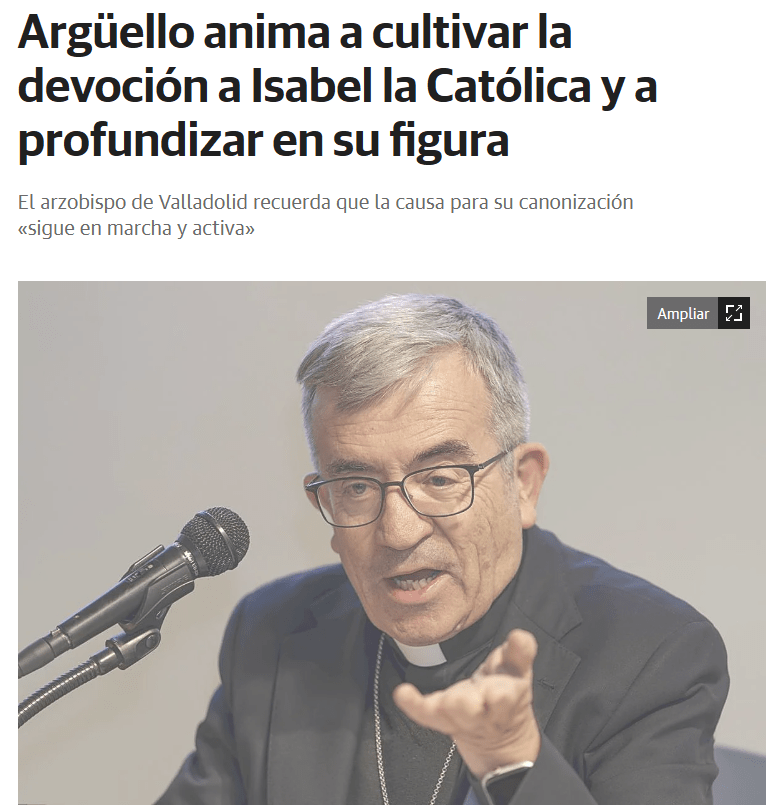 Argüello anima a cultivar la devoción a Isabel la Católica