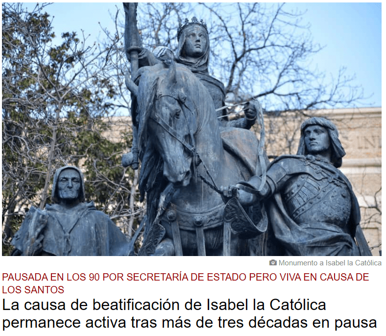 Noticia en InfoCatólica sobre Isabel la Católica