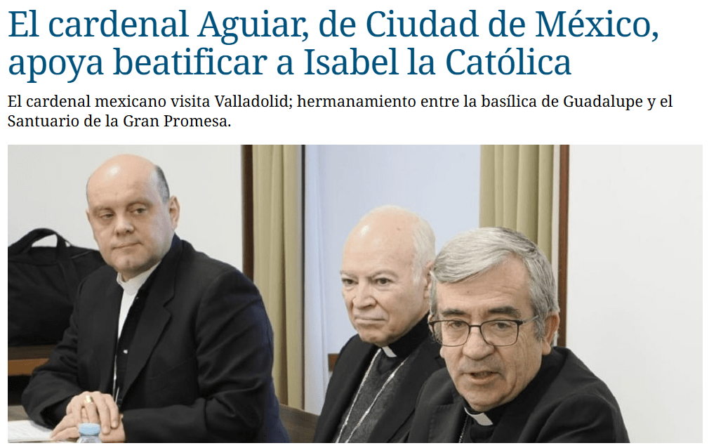 Religión en Libertad: Cardenal Aguiar e Isabel la Católica