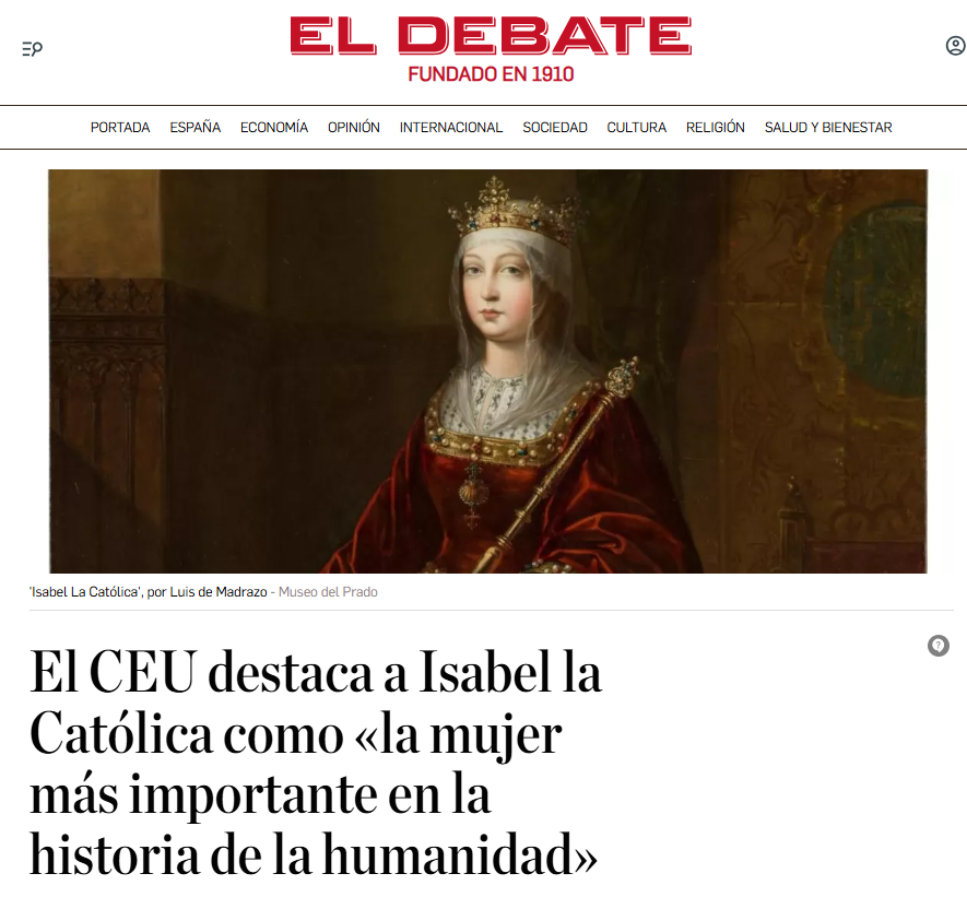 El CEU destaca a Isabel la Católica como una de las mujeres más importantes de la historia