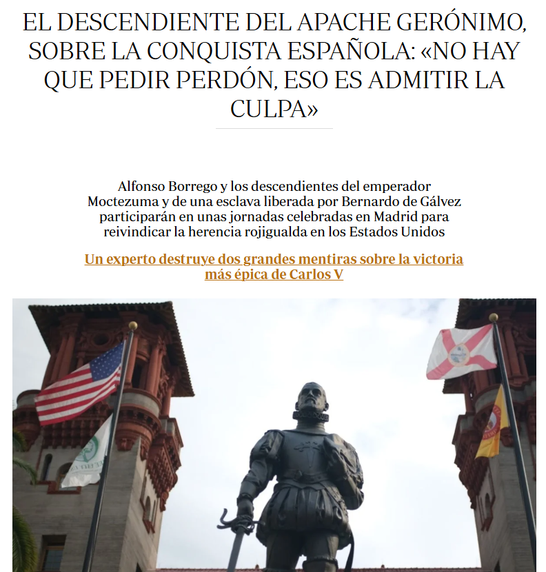 Descendiente apache de Gerónimo sobre la conquista española