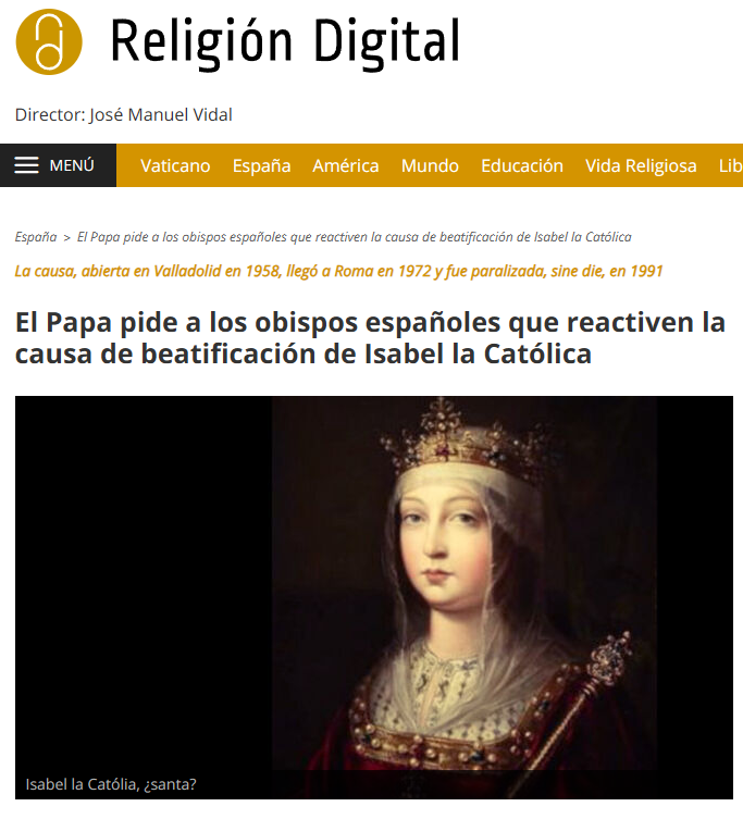 El Papa y la beatificación de Isabel la Católica