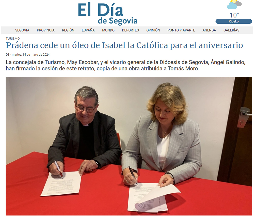 Prádena cede un óleo de Isabel la Católica para el aniversario