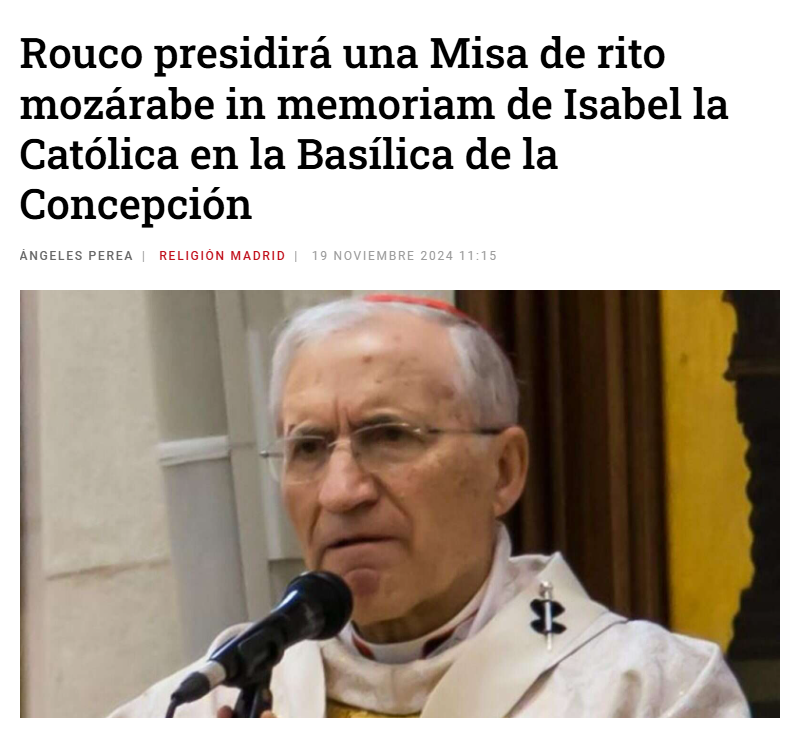 El cardenal Rouco Varela presidirá la eucaristía según el rito mozárabe