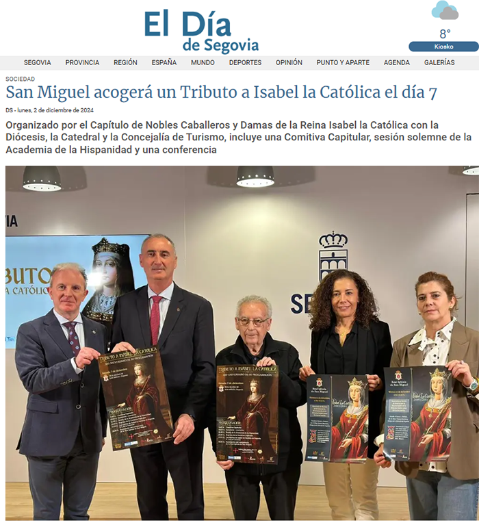 San Miguel acogerá un tributo a Isabel la Católica